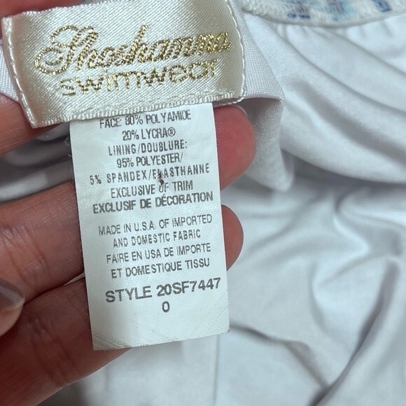 Shoshanna Floral Deep V Tie Strap One Piece Swimsuit White Blue 0 - Picture 14 of 15